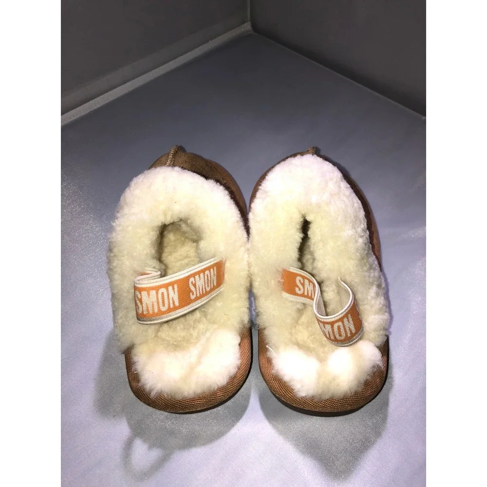 Soumonkids Toddler Suede Faux Fur Slippers Chestnut Brown EU 24 S0723965